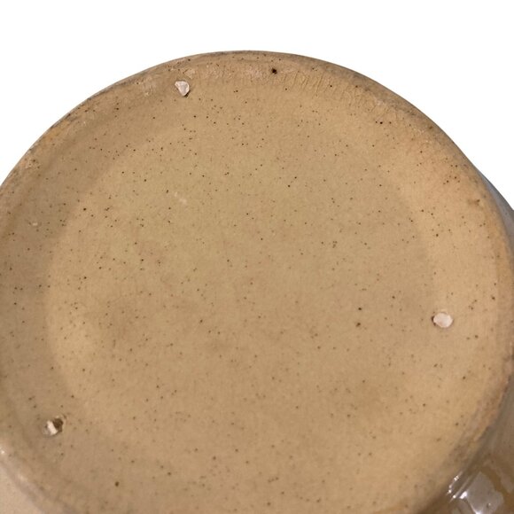 Antique Vintage Yellow Ware Bowl With 5 Blue Striped Bands - Picture 9 of 10